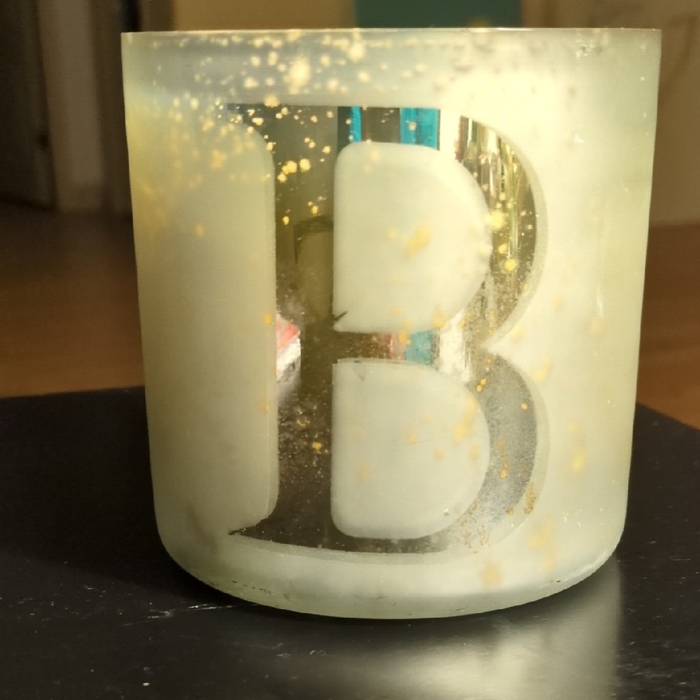 Festive Frosted Alphabet "B" Candle